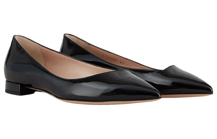(W) Emporio Armani Leather Pointed Flat 'Black' 圖 2