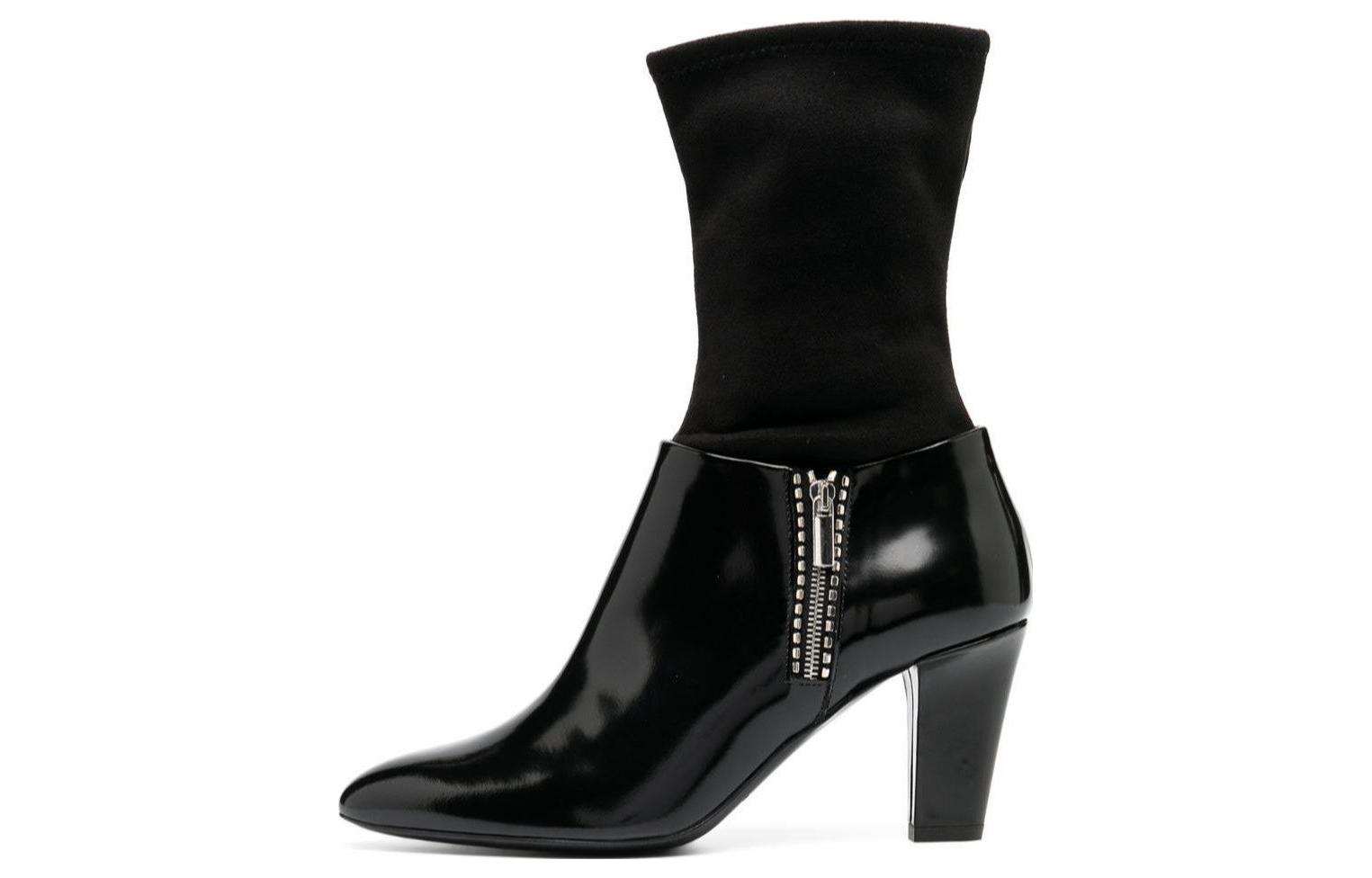 Buy EMPORIO ARMANI阿瑪尼 皮革 尖頭套穿 短靴 女款 黑色