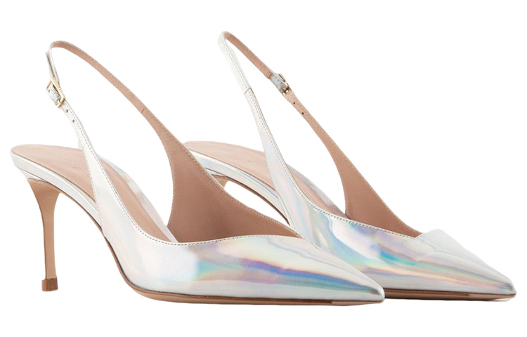 Order (W) Emporio Armani Stiletto Kulit Ujung Runcing 'Perak' X1E891XF713100520