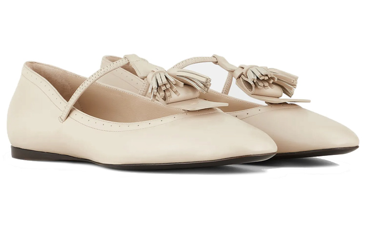 Order (W) Emporio Armani Kasut Rata Hujung Bulat Kulit 'Beige' X1D314XF653100067