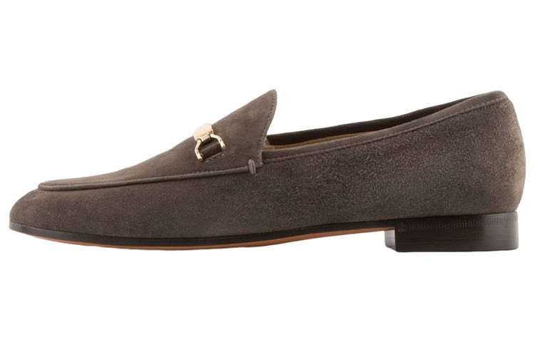 (W) Emporio Armani Leather Round-Toe Flat 'Grey'