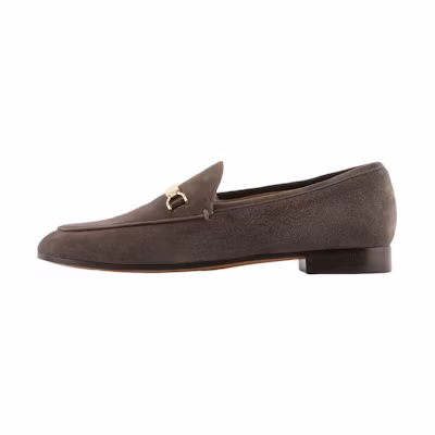 (W) Emporio Armani Leather Round-Toe Flat 'Grey'