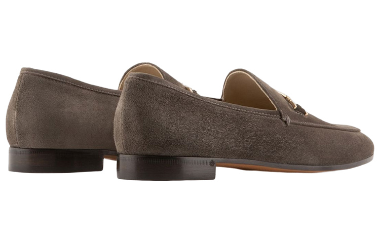 (W) Emporio Armani Leather Round-Toe Flat 'Grey' 圖 3