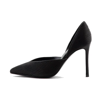 (W) Emporio Armani Leather Slip-On Black 'Fashion Stiletto High Heel'