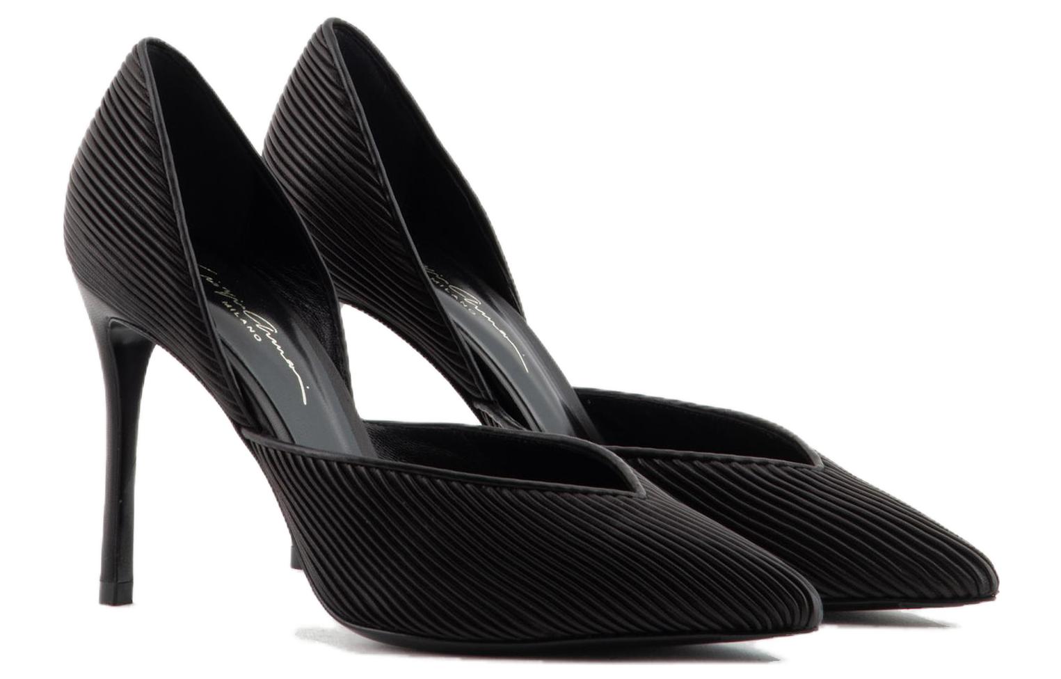 (W) Emporio Armani Leather Slip-On Black 'Fashion Stiletto High Heel' 圖 2