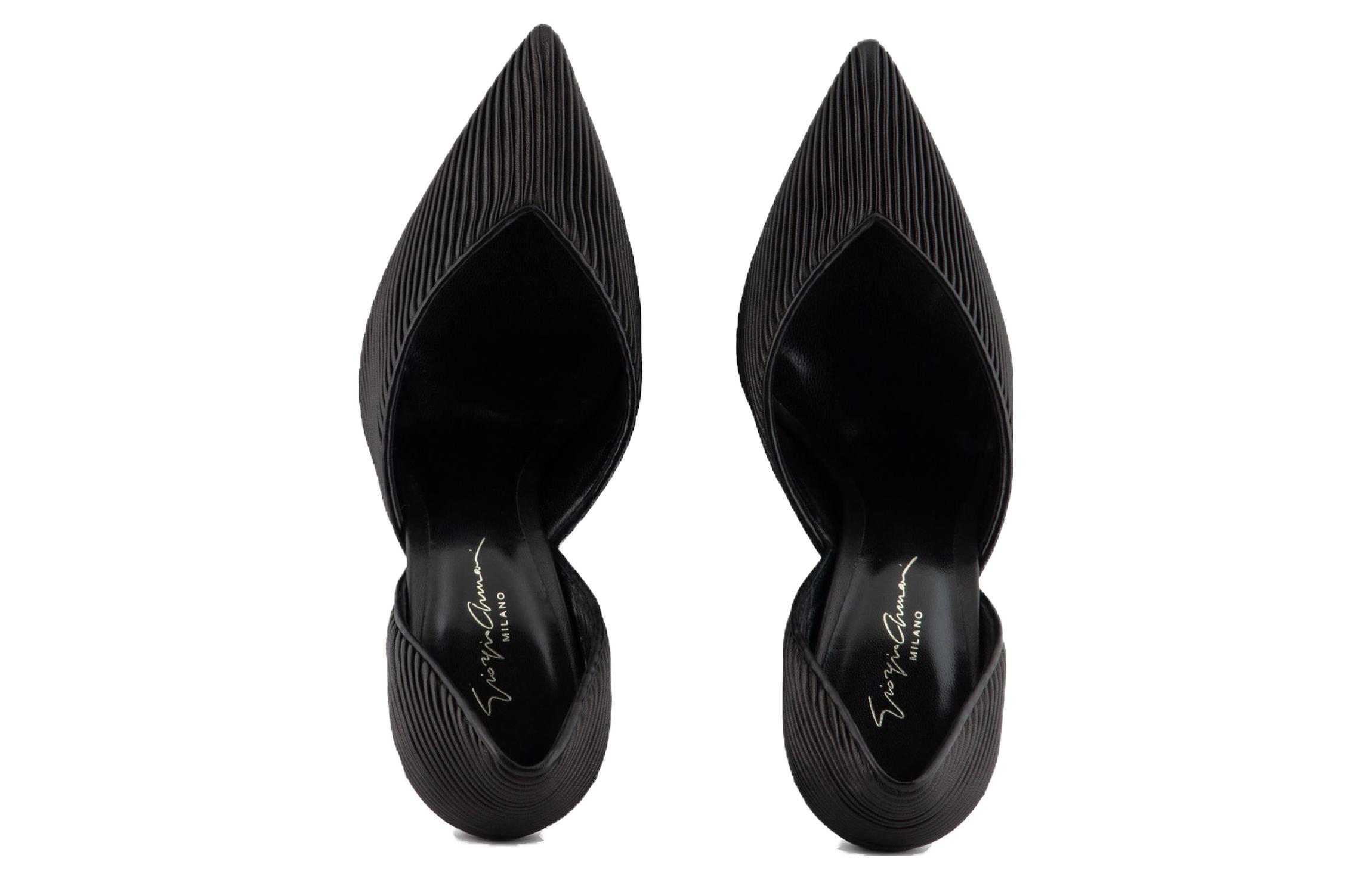 (W) Emporio Armani Leather Slip-On Black 'Fashion Stiletto High Heel' 圖 3