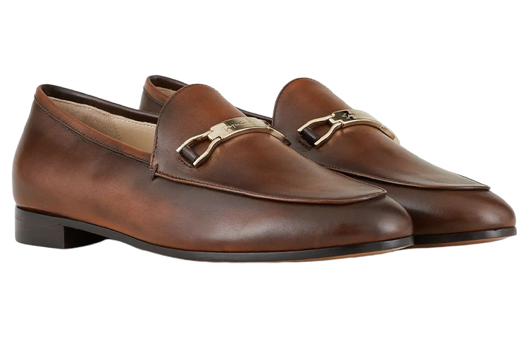 (W) Emporio Armani Leather Slip-On Flat 'Brown' 圖 2