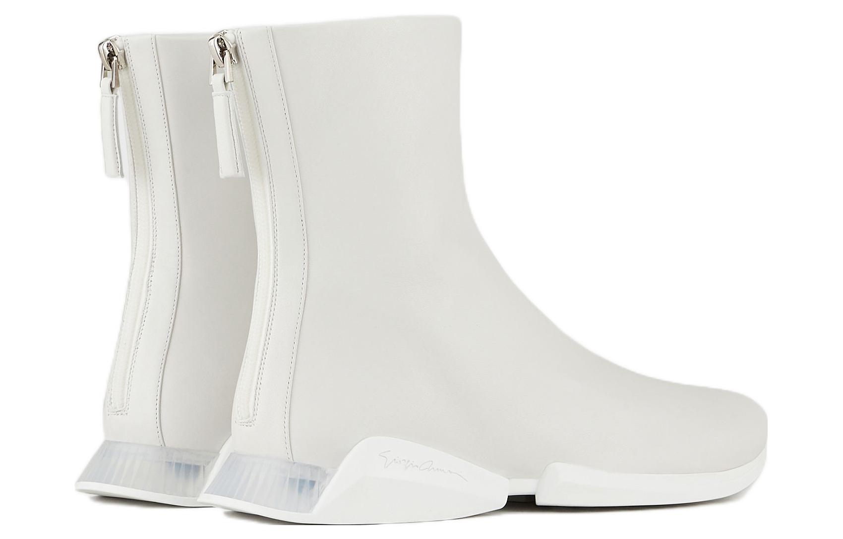 (W) Emporio Armani Leather Zip Round-Toe Ankle Boot 'White Fashion' 圖 3
