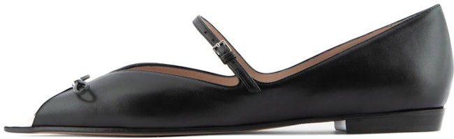 Buy (W) Emporio Armani Sepatu Balet Nappa Cap Toe Metalik 'Hitam' X3D277XF271100002