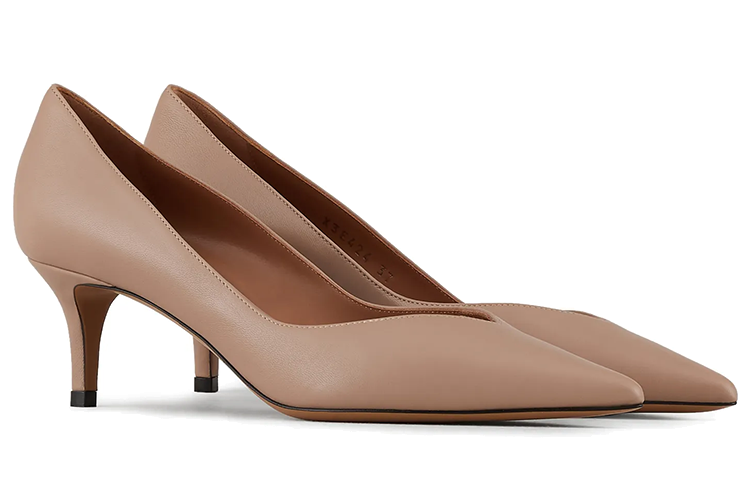 (W) Emporio Armani Napa Leather Pointed-Toe High Heels 'Nude' 圖 2