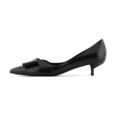 (W) Emporio Armani Nappa High Heels 'Black Bow'