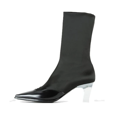 (W) Emporio Armani Pointed Toe High Heel 'Fashion Short Boot Black'