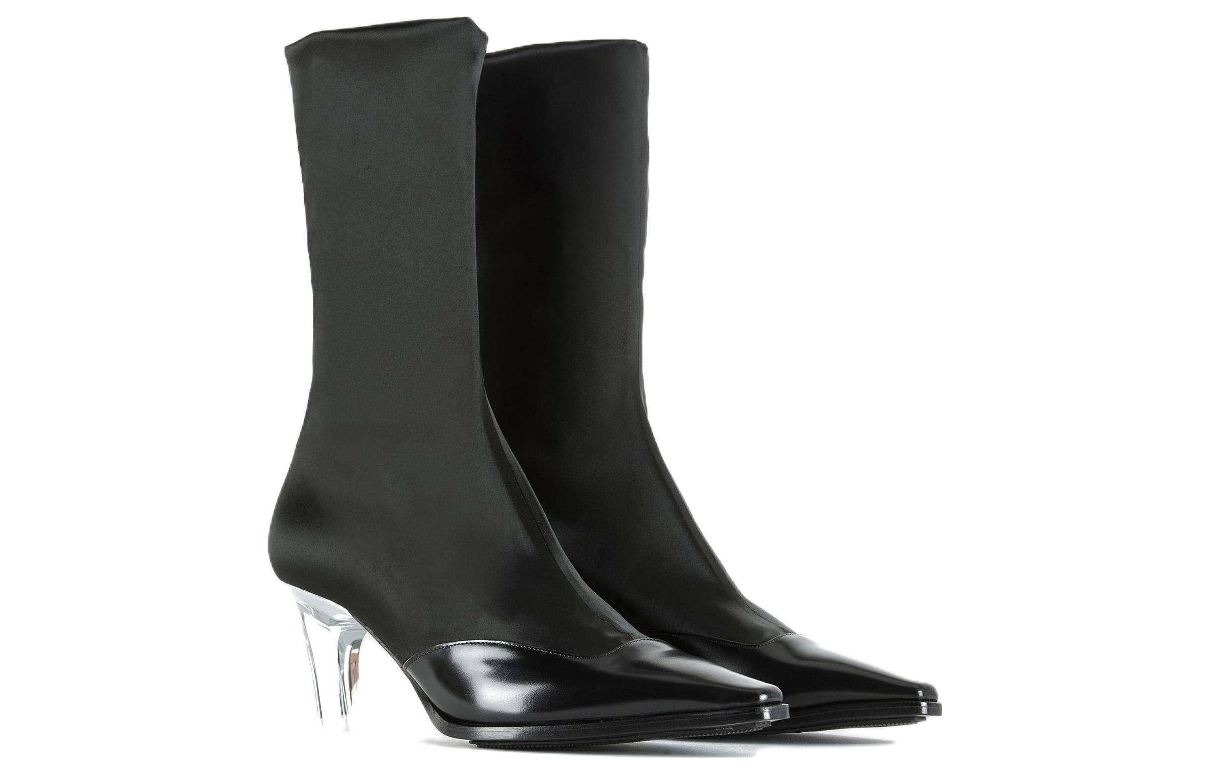 (W) Emporio Armani Pointed Toe High Heel 'Fashion Short Boot Black' 圖 2