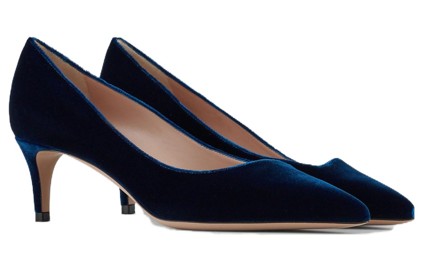 Order EMPORIO ARMANI阿玛尼 皮革 尖頭套穿 細跟 高跟鞋 女款 深藍色