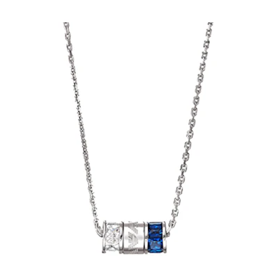 (Women) EMPORIO ARMANI Rondelle Series Blue Gemstone Silver Necklace for Women. EG3578040