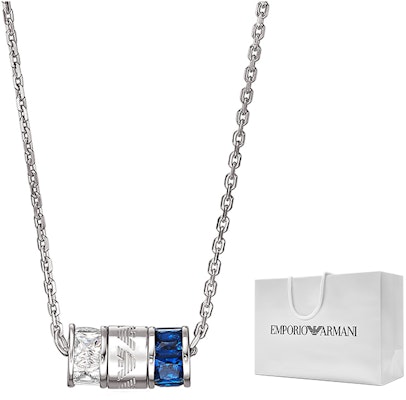 (W) EMPORIO ARMANI Rondelle Siri Kalung Perak Biru Permata Wanita. EG3578040 Lookbook (W) EMPORIO ARMANI Rondelle Siri Kalung Perak Biru Permata Wanita. EG3578040