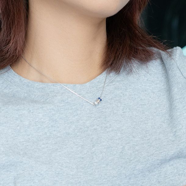 Cheap (W) EMPORIO ARMANI Rondelle Siri Kalung Perak Biru Permata Wanita. EG3578040