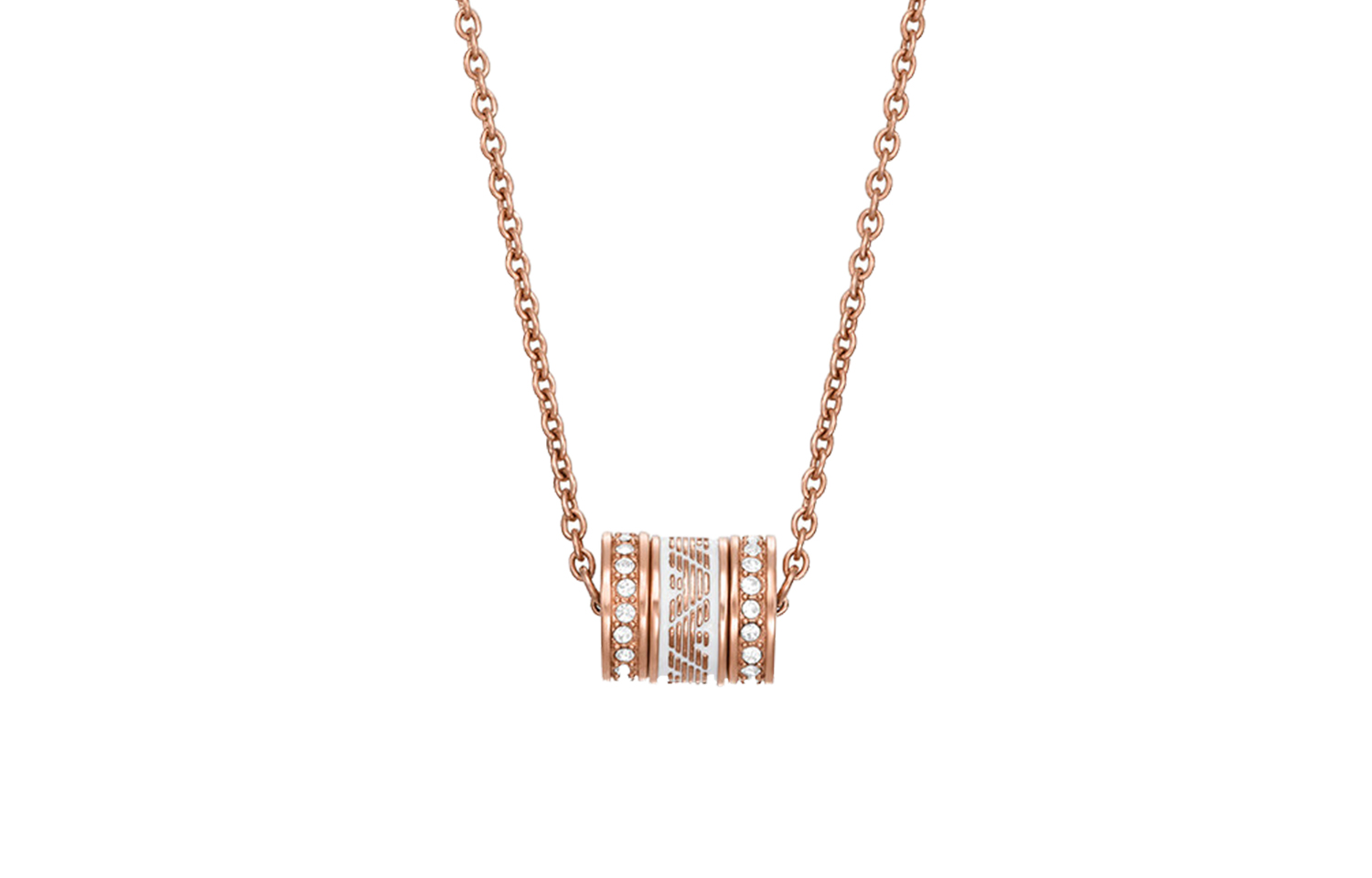 Order (Women) Emporio Armani Rose Gold  Necklace with White Beads & Rhinestone Design. EGS2973221