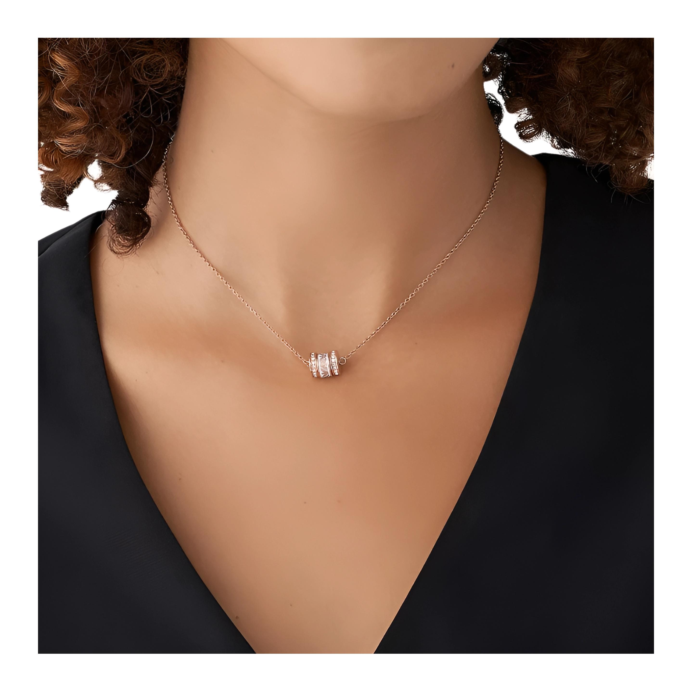 Cheap (Women) Emporio Armani Rose Gold  Necklace with White Beads & Rhinestone Design. EGS2973221