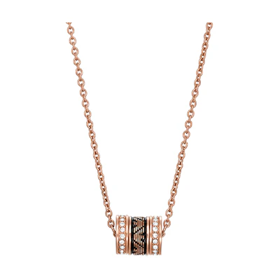 (Women) Emporio Armani Rose Gold Black Bead Stainless Steel Necklace. EGS2975221