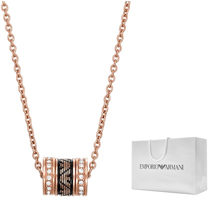 (Women) Emporio Armani Rose Gold Black Bead Stainless Steel Necklace. EGS2975221 Order (Women) Emporio Armani Rose Gold Black Bead Stainless Steel Necklace. EGS2975221