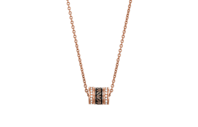 Lookbook (Women) Emporio Armani Rose Gold Black Bead Stainless Steel  Necklace. EGS2975221
