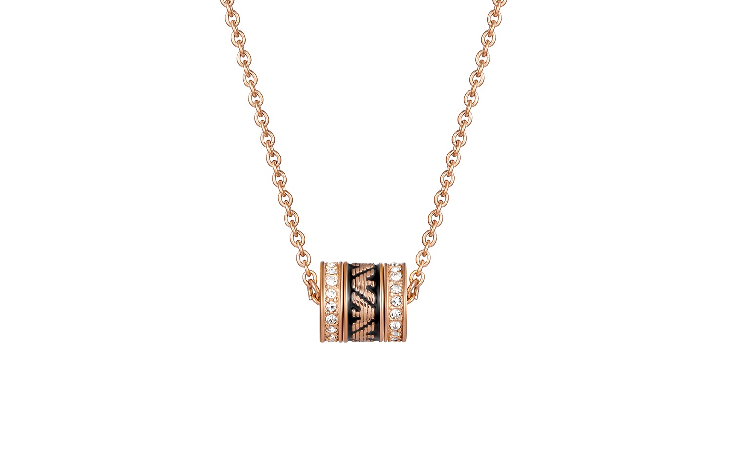 Shop (Women) Emporio Armani Rose Gold Black Bead Stainless Steel  Necklace. EGS2975221