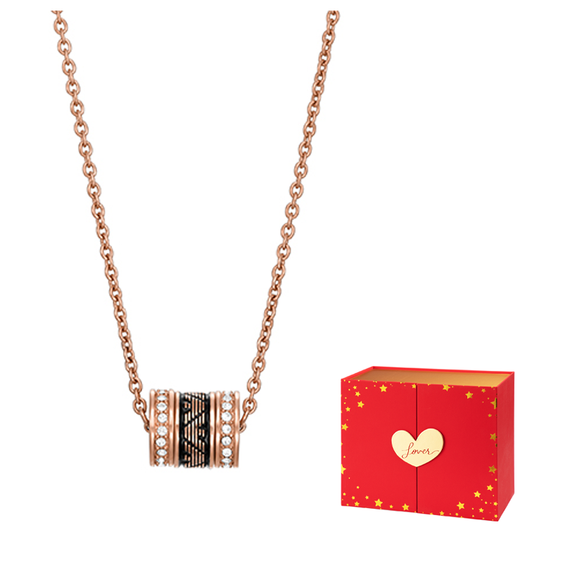 Sizing (Women) Emporio Armani Rose Gold Black Bead Stainless Steel  Necklace. EGS2975221