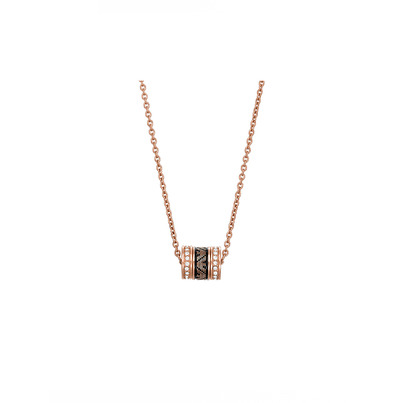 Cheap (Women) Emporio Armani Rose Gold Black Bead Stainless Steel  Necklace. EGS2975221
