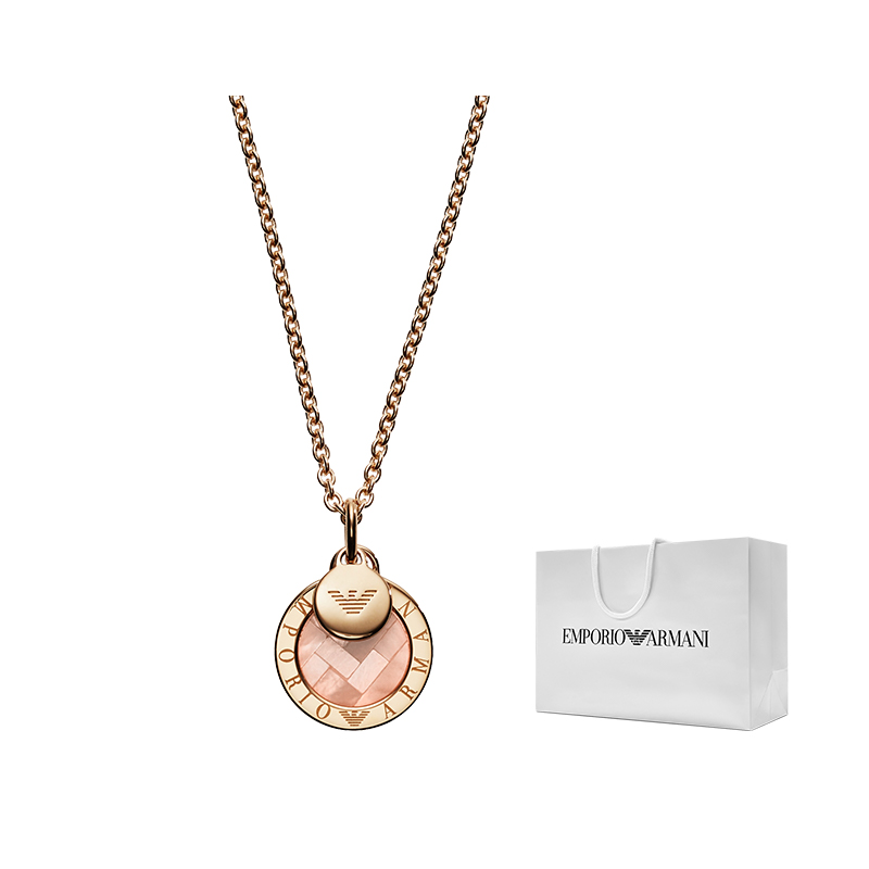 Lookbook (Women) Emporio Armani Rose Gold Necklace with Pink Mother-of-Pearl Pendant. EG3375221