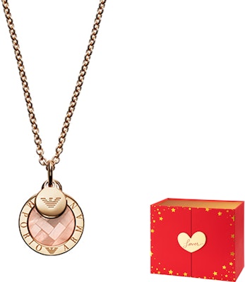 (Women) Emporio Armani Rose Gold Necklace with Pink Mother-of-Pearl Pendant. EG3375221 Cheap (Women) Emporio Armani Rose Gold Necklace with Pink Mother-of-Pearl Pendant. EG3375221