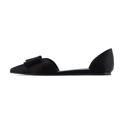 (W) Emporio Armani Satin Ballet Flats 'Black Bow'