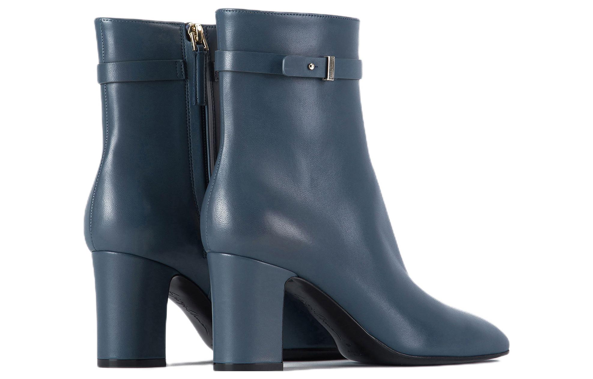 (W) Emporio Armani Sheepskin Zip Block Heel 'Fashion Ankle Boot Blue' 圖 3