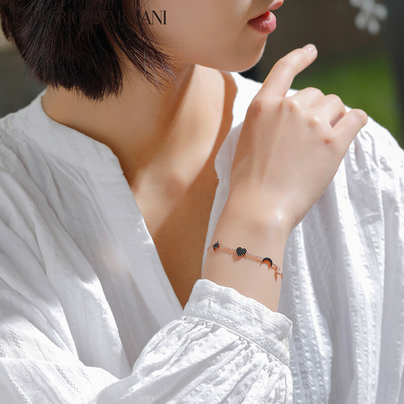 Shop (W) Emporio Armani 女士银色星形吊坠手链 时尚925银首饰 EG3388221