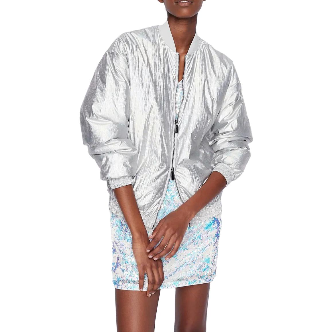 (Women) Emporio Armani Silver Zip-Up Jacket with Stand Collar 3RYB06Y-N52Z1-71AB 圖 3