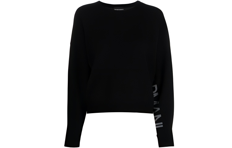 (Women) Emporio Armani Solid Color Crewneck Sweatshirt with Cuff Print 3K2MWA-2M24Z-0999