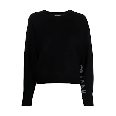 (Women) Emporio Armani Solid Color Crewneck Sweatshirt with Cuff Print 3K2MWA-2M24Z-0999