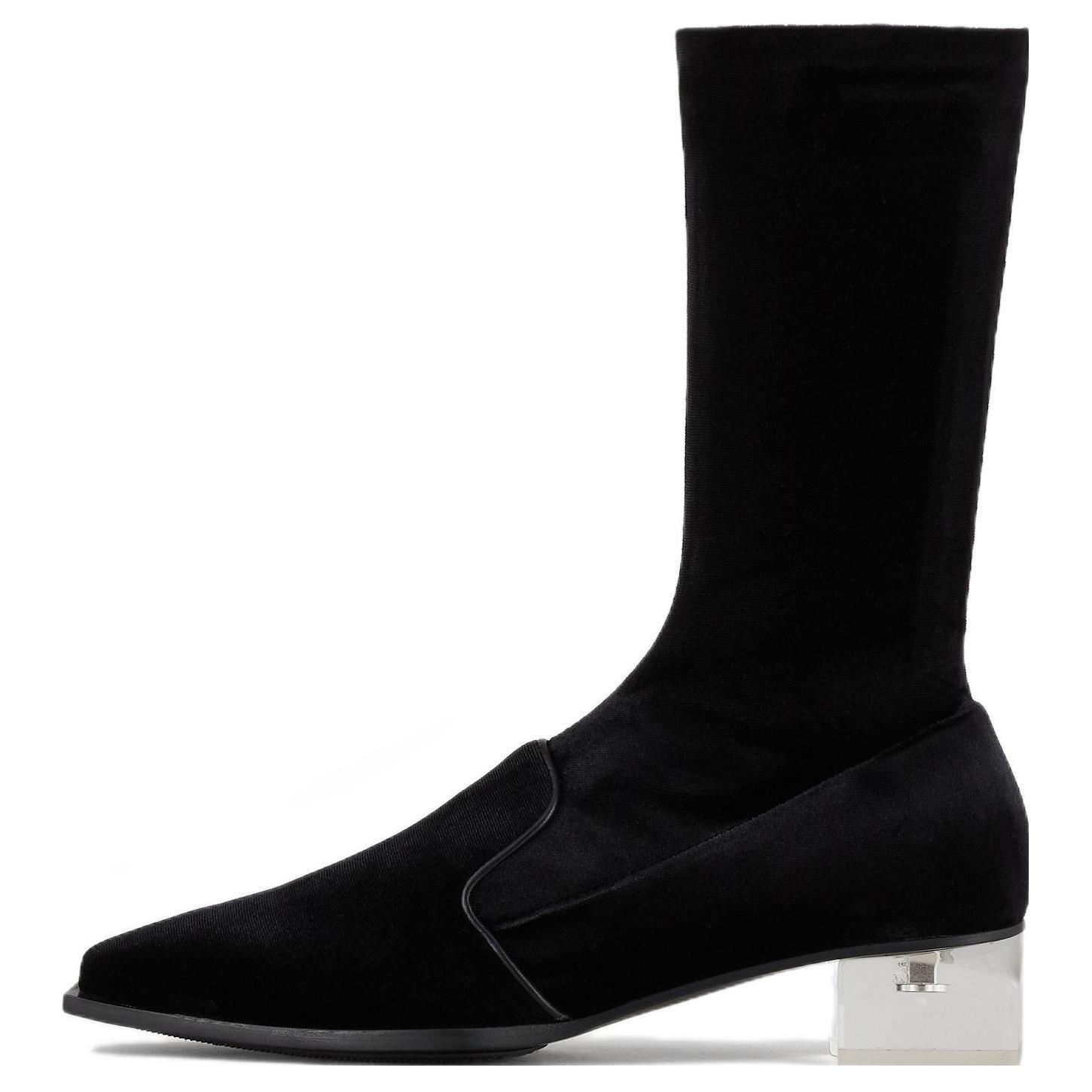 (W) Emporio Armani Square Toe Chunky Heel 'Fashion Ankle Boot Black'