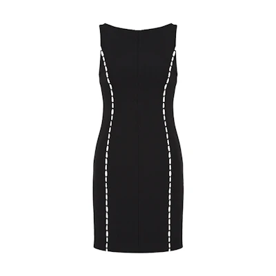 (Women) EMPORIO ARMANI SS22 Black Sleeveless Pinstripe Dress INA19TI2553-010
