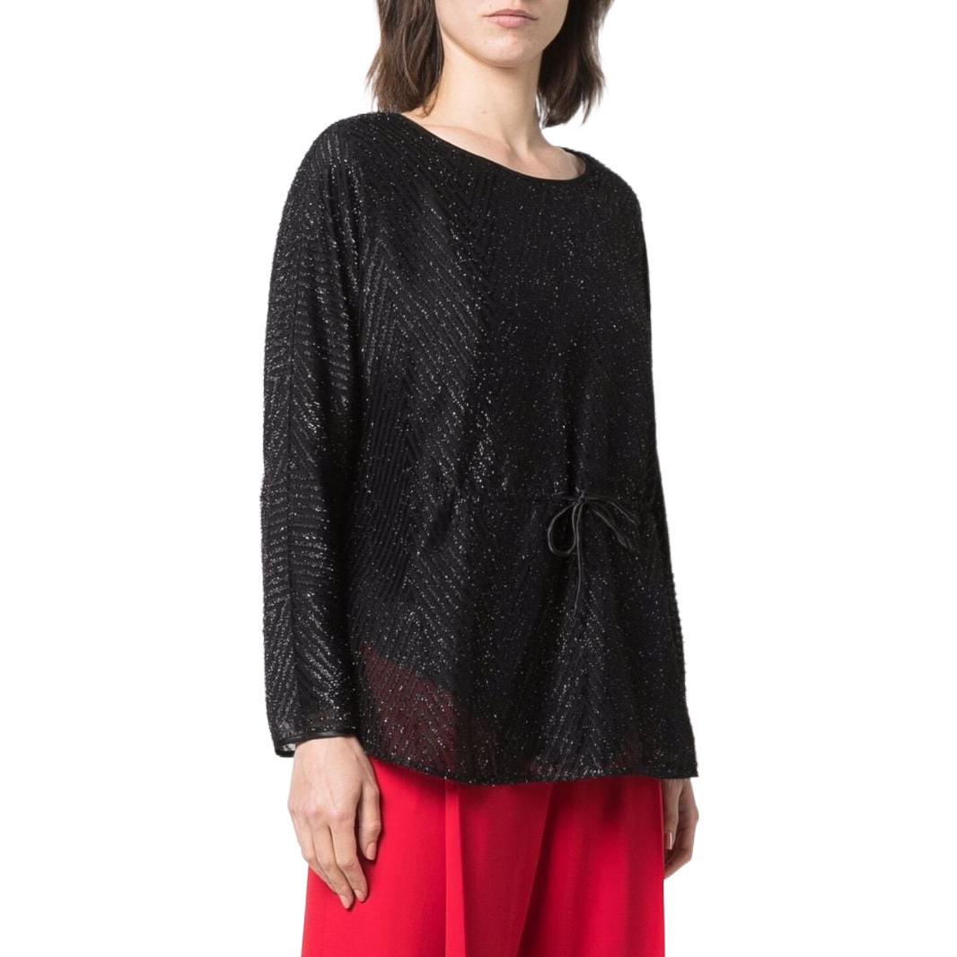 (Women) Emporio Armani SS22  Black Z-Pattern Long Sleeve Shirt. INK1BTI9920999 圖 4