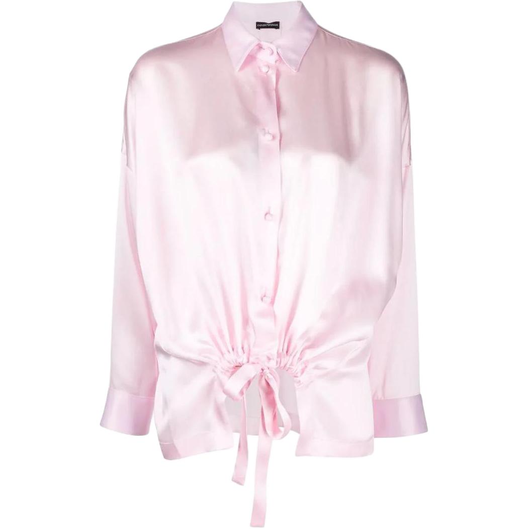 (Women) Emporio Armani SS22  Pink Pleated Button-Up Shirt. INC10T-I2311-327