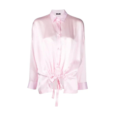 (Women) Emporio Armani SS22 Pink Pleated Button-Up Shirt. INC10T-I2311-327