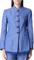 (Women) EMPORIO ARMANI SS22 Sequin Striped Single-Breasted Jacket - Blue ING2CT-I2171-017 (Women) EMPORIO ARMANI SS22 Sequin Striped Single-Breasted Jacket - Blue ING2CT-I2171-017
