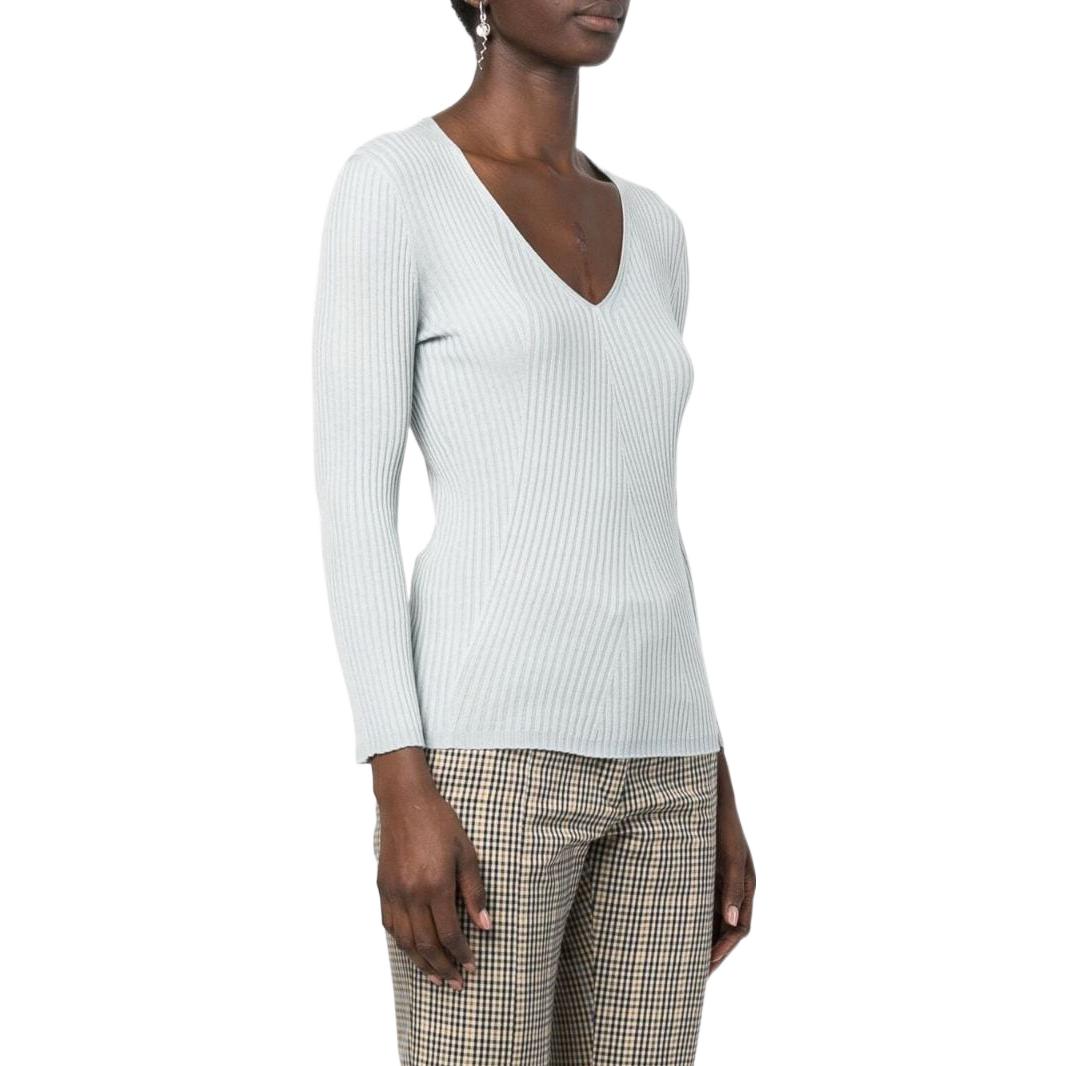 Shop (W) 艾米利奥·阿玛尼 SS22 修身V领针织毛衣 浅蓝色 6L2MYA-2MB1Z-07011