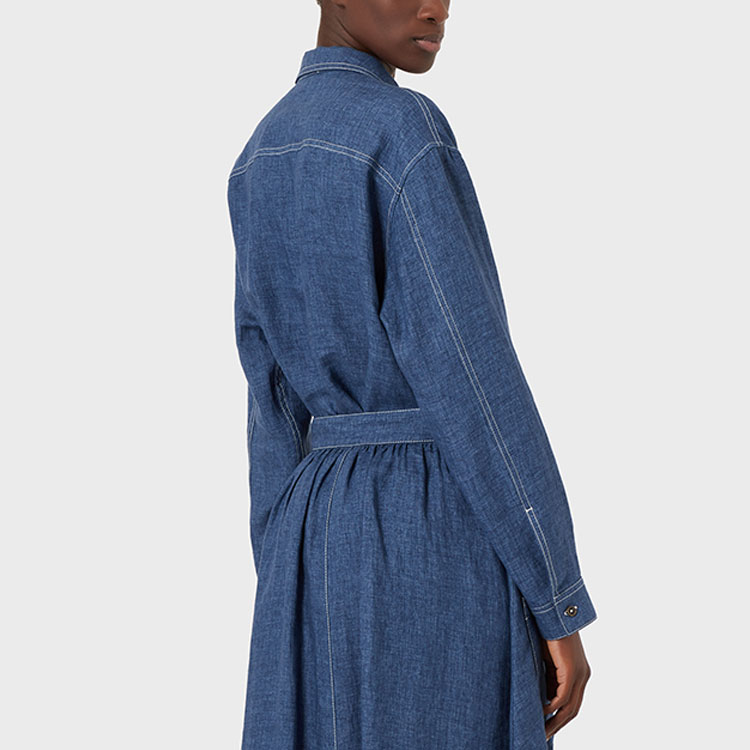 (Women) EMPORIO ARMANI SS22  Solid Denim Long Sleeve Shirt - Blue 3L2CA1-2NF8Z-0960 圖 5