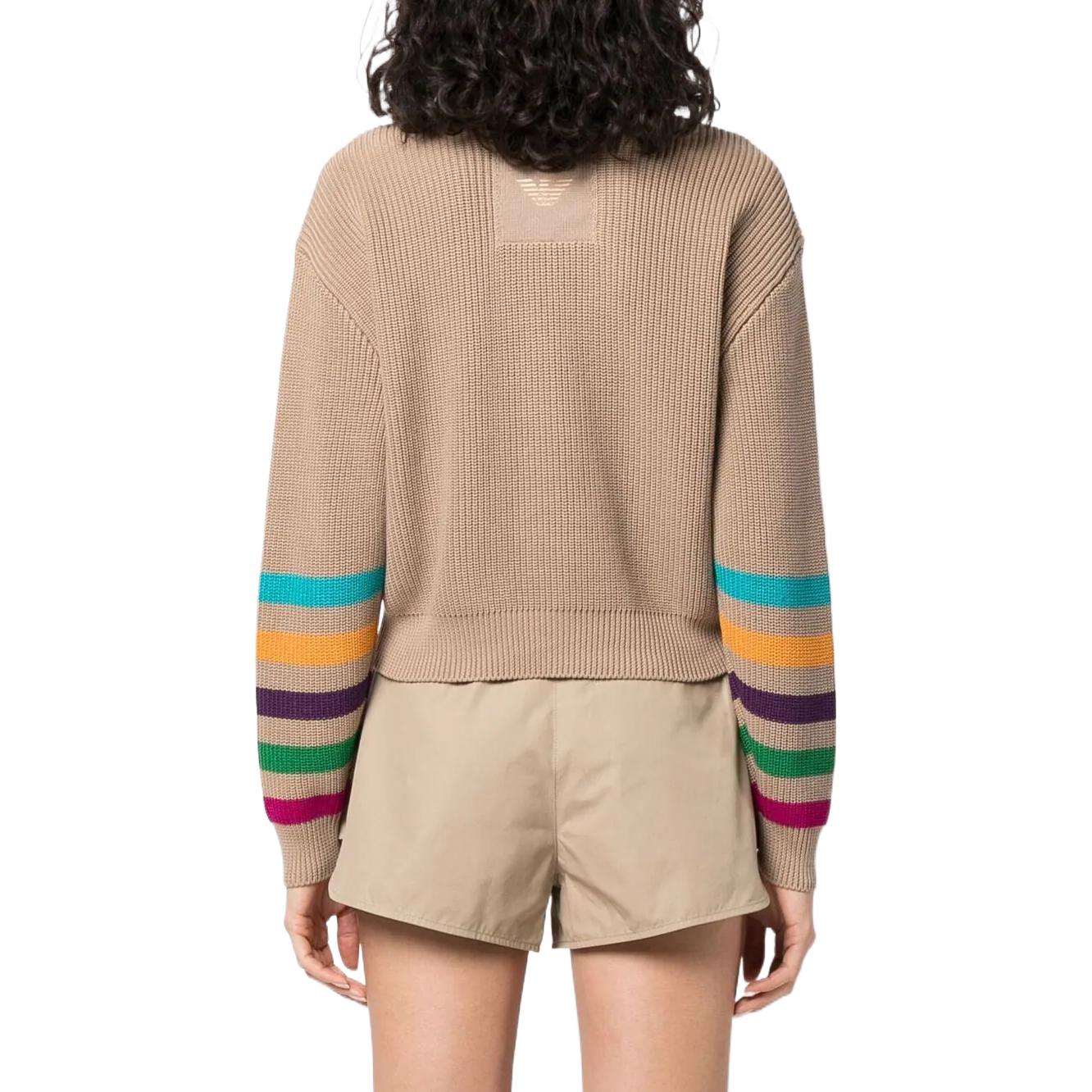 (Women) Emporio Armani SS22  Striped Crewneck Pullover Sweater Light Brown. 3L2MXX-2M87Z-F137 圖 4