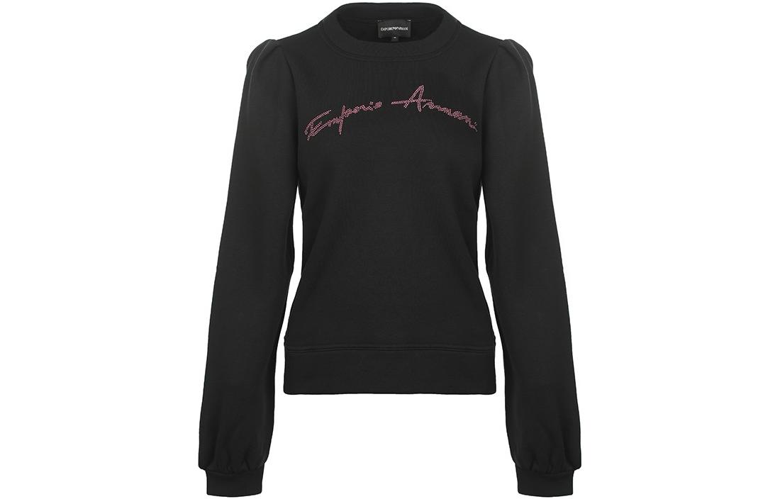 (Women) Emporio Armani SS22 Black Pullover Sweatshirt with Logo Print 3L2M7D-2JRGZ-0008