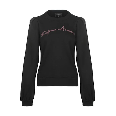 (Women) Emporio Armani SS22 Black Pullover Sweatshirt with Logo Print 3L2M7D-2JRGZ-0008