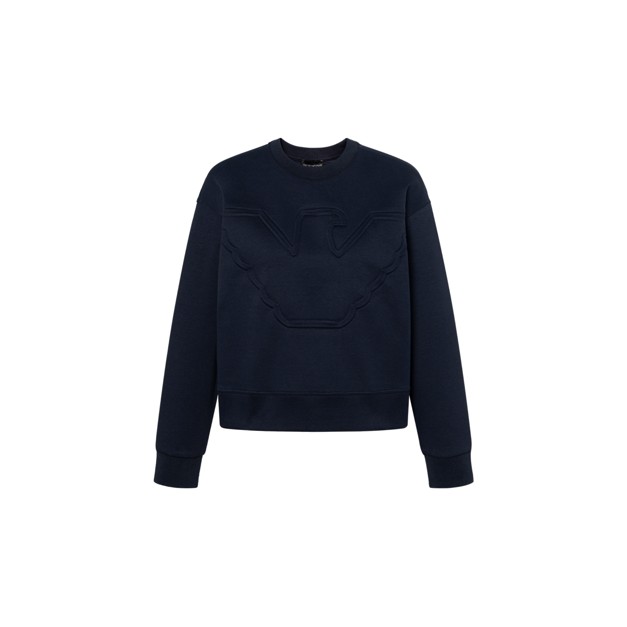 (Women) Emporio Armani SS22 Navy Crewneck Cotton Pullover Sweatshirt 3L2M6D-2JYWZ-0922
