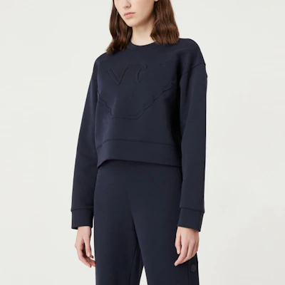 (W) Sudadera Emporio Armani SS22 Azul Marino de Algodón con Cuello Redondo. 3L2M6D-2JYWZ-0922 Lookbook (W) Sudadera Emporio Armani SS22 Azul Marino de Algodón con Cuello Redondo. 3L2M6D-2JYWZ-0922